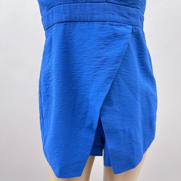Finders Keepers Blue Deep V-Neck Romper Backless Cutout Wrap Skort M - Picture 9 of 15